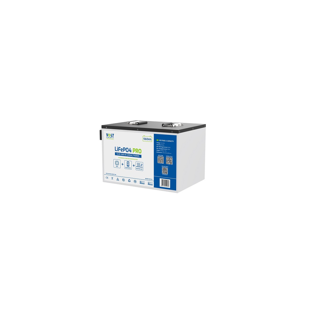 Акумулятор Volt Polska LiFePO4 PRO 12,8V 560 Ah (200A) BlueTooth з функцією підігріву