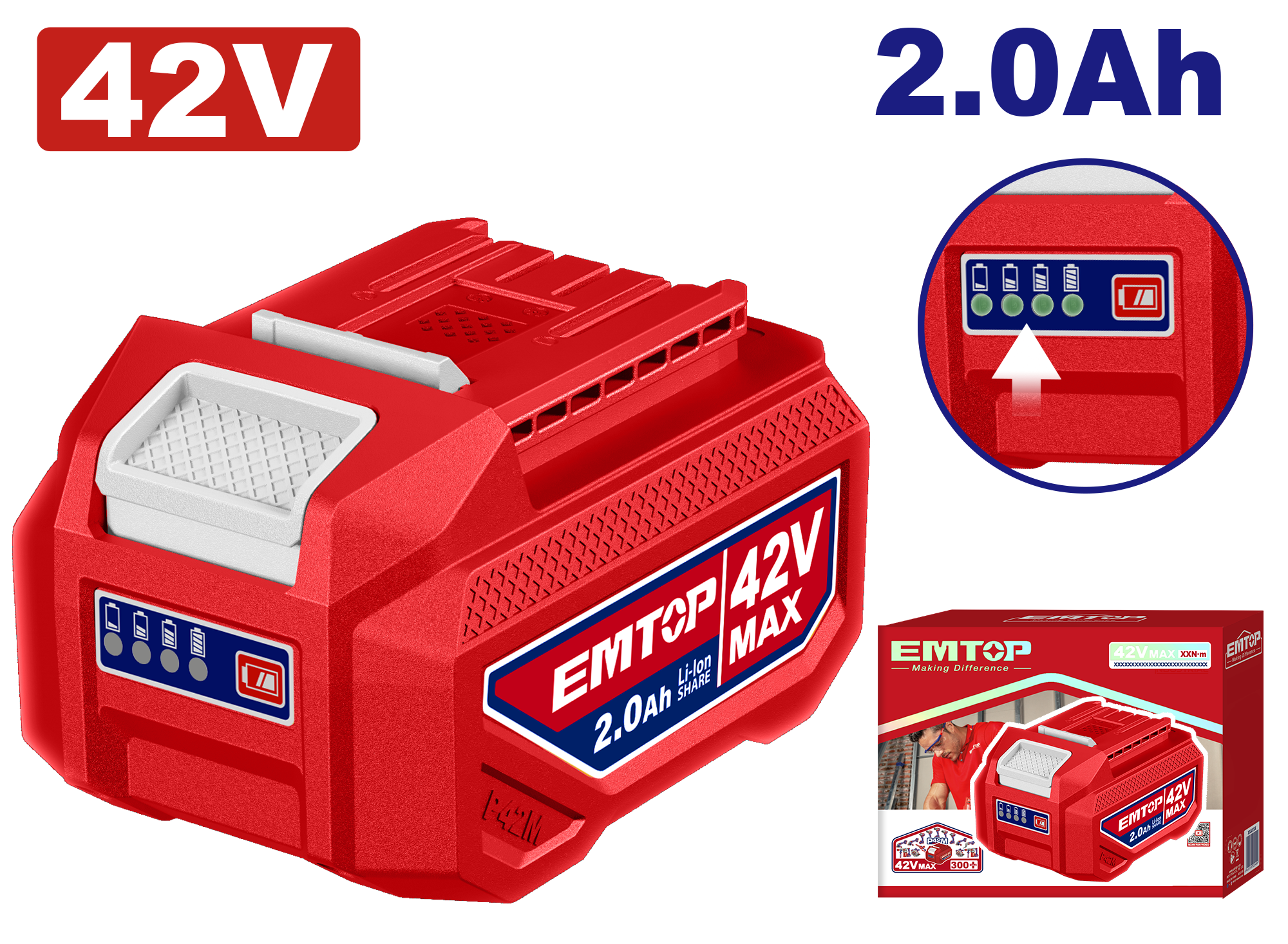 Акумулятор EMTOP EBPK42201 42V Max 2Ah
